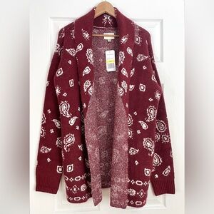 NWT Lucky Brand Patterned Cardigan Size M